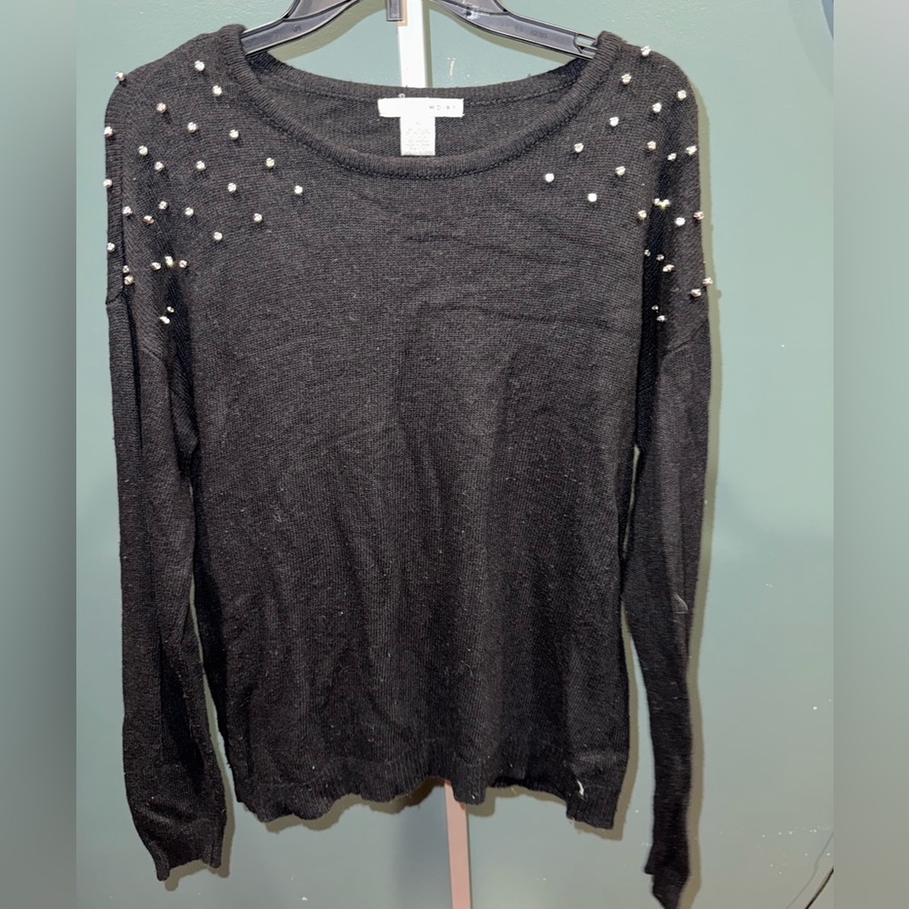 WD.NY Black Sweater with Diamond Accents